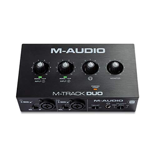 M-Audio M-Track Duo Audio-interface/USB-geluidskaart voor opname, streaming, podcast met XLR-, lijn- en DI-ingangen en softwarepack
