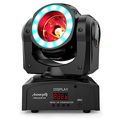 Audibax Oregon 60 – beweegbare kop voor discotheek met led-ring, DJ-leds, professioneel, mobiele spot, uitgerust met 60 W LED, RGBW-mengsels, disco-flitser