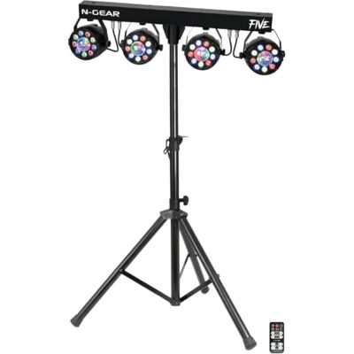 N-Gear PartyBar Five DJ Lichtset, 30 W, 28 RGB-leds, DMX512 en Statief 30 W lichtvermogen en 28 RGB-leds, met 7-kanaals DMX512, geluidsgestuurde modus, automatische programma's N-Gear PartyBar Five DJ Lichtset, 30 W, 28 RGB-leds, DMX512 en Statief 30 W lichtvermogen en 28 RGB-leds, met 7-kanaals DMX512, geluidsgestuurde modus, automatische programma's
