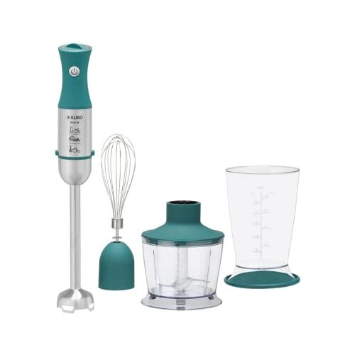 kubo 3-in-1 handmixer, 1000 W vermogen, snelheidsregelaar, 4 messen en voet van roestvrij staal, 600 ml, maatbeker 500 ml, mixer