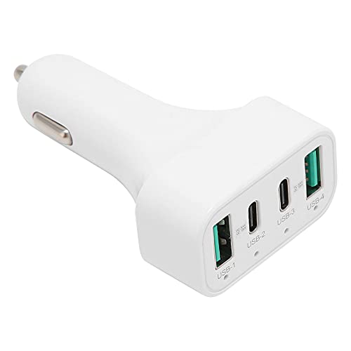 XINL USB C-autolader, 4-poorts autoladeradapter Dual PD Dual QC Plug and Play voor auto's