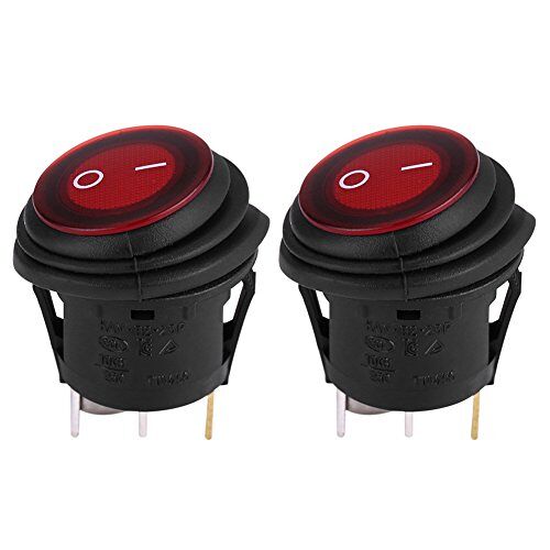 Reminnbor 12 V tuimelschakelaar + tuimelschakelaar 2 stuks rood ledlicht 12 V 20 A 3-pins auto boot ronde On Off Rocker tuimelschakelaar