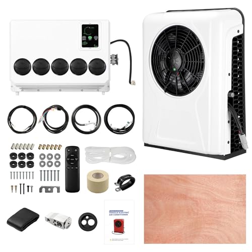 HLGKBY 12V/24V DC airconditioner, split elektrische airconditioner vrachtwagencabine split airconditioner voor vrachtwagens, campers, bussen, landbouwvoertuigen, campers, enz. 12V