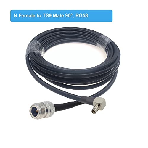 Hwmsza RG58 Kabel n man naar Ts9 Mannelijke Plug Rechthoekschakelaar 50 Ohm Rf Coaxiale kabel 3G 4G USB Modem verlengsnoer Jumper Pigtail (Color : N F to TS9 M90, Size : 10M)