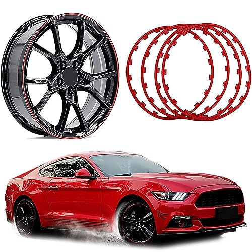 ZHEYANG Velgbeschermers voor lichtmetalen velgen, auto's vrachtwagens universele wielnaaf decoratieve balk, voor lichtmetalen velgen met een diameter van 16-20 inch, 4 kleuren(Color:02-Red,Size:19 INCH)