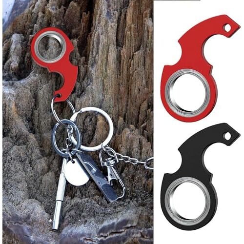 Enyolidimk 2 Stks Zwart en Rood Sleutelhanger Spinner   voor Fidget Spinner Sleutelhanger   Voor Ninja Spinner Sleutelhanger   Key Spinner Finger Spinner, Fidget en Vinger Decompressie Tool, Auto