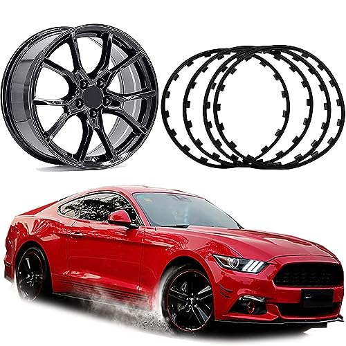 ZHEYANG Velgbeschermers voor lichtmetalen velgen, auto's vrachtwagens universele wielnaaf decoratieve balk, voor lichtmetalen velgen met een diameter van 16-20 inch, 4 kleuren(Color:04-Black,Size:16 INCH)