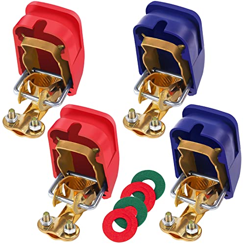 Bolatus Accuklemmen, 2 paar accuklemmen, 12 V, accuklemmen, accuklemmen, snelklemmen, accuklemmen, set, boot, auto, autoaccu, klemmen (rood en blauw)