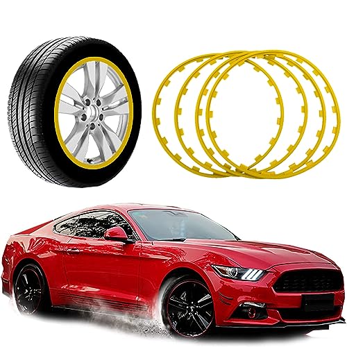 ZHEYANG Velgbeschermers voor lichtmetalen velgen, auto's vrachtwagens universele wielnaaf decoratieve balk, voor lichtmetalen velgen met een diameter van 16-20 inch, 4 kleuren(Color:01-Yellow,Size:18 INCH)