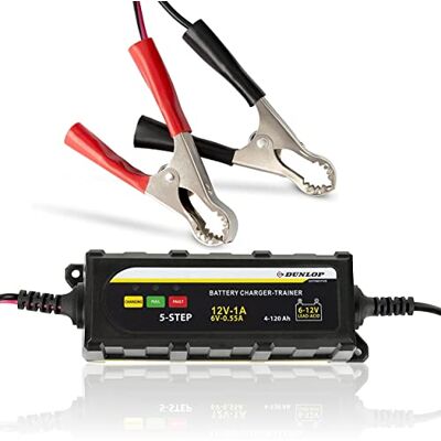 Dunlop Acculader met LED Display Druppellader 12 Volt Accu Lader voor Auto, Motor, Scooter en Boot IP65 Gecertificeerd met Controle Lampjes en Startkabels Dunlop Acculader met LED Display Druppellader 12 Volt Accu Lader voor Auto, Motor, Scooter en Boot IP65 Gecertificeerd met Controle Lampjes en Startkabels