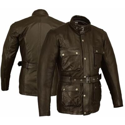 Braun M Geverfde leren motorjack - Jacke Braun M Geverfde leren motorjack - Jacke
