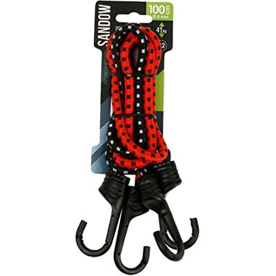 TURBOCAR Elastische Spannriemen Set - 100cm, 41kg Capacitiet - Rood/Zwart TURBOCAR Elastische Spannriemen Set - 100cm, 41kg Capacitiet - Rood/Zwart
