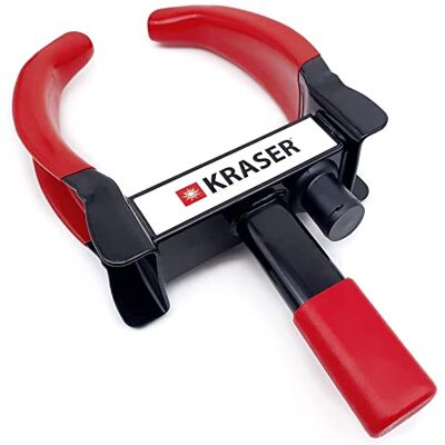 KRASER KR820 Wielklauw, Anti-diefstalvergrendelingen, Universeel, verstelbaar voor auto's, caravans, aanhangwagens, PVC-bescherming, anti-boorslot, geel en rood, 2022 Versie KRASER KR820 Wielklauw, Anti-diefstalvergrendelingen, Universeel, verstelbaar voor auto's, caravans, aanhangwagens, PVC-bescherming, anti-boorslot, geel en rood, 2022 Versie