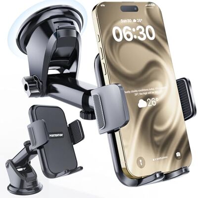 PORTENTUM Telefoonhouder voor in de auto met versterkte zuigbasis, 2025, verbeterde versie, 360° rotatie en uitschuifbare arm, dashboard- en ruitmontage, compatibel met elke telefoon van 4-7,5 inch PORTENTUM Telefoonhouder voor in de auto met versterkte zuigbasis, 2025, verbeterde versie, 360° rotatie en uitschuifbare arm, dashboard- en ruitmontage, compatibel met elke telefoon van 4-7,5 inch