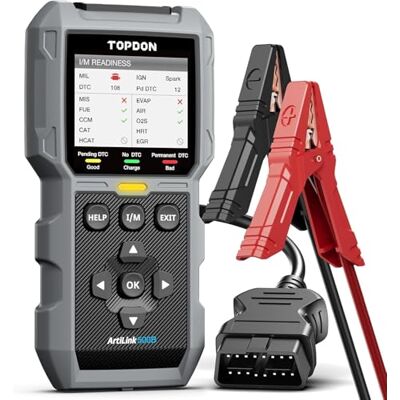 TOPDON AL500B OBD2-diagnose, OBD2-scanner, batterijtester 2-in-1, volledige OBDII-functies voor meer dan 10.000 merken, 12V batterijtest en 12V/24V starttest, gratis software-update TOPDON AL500B OBD2-diagnose, OBD2-scanner, batterijtester 2-in-1, volledige OBDII-functies voor meer dan 10.000 merken, 12V batterijtest en 12V/24V starttest, gratis software-update