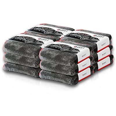 Glart 443TP set van 12 premium pluizige 600 GSM automicrovezeldoeken, sterk absorptievermogen en ultrazachte, pluisvrije poetsdoeken voor auto's, wasset voor auto en motorfiets, 40 × 40 cm, rood Glart 443TP set van 12 premium pluizige 600 GSM automicrovezeldoeken, sterk absorptievermogen en ultrazachte, pluisvrije poetsdoeken voor auto's, wasset voor auto en motorfiets, 40 × 40 cm, rood