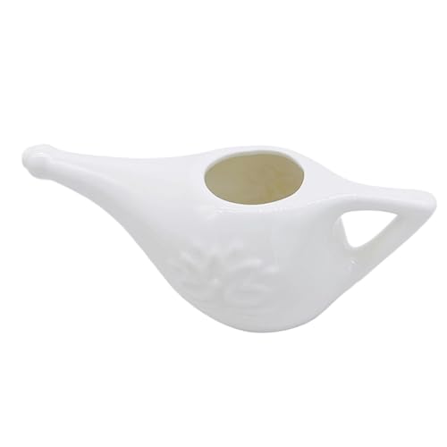 Milageto Spoelpot, keramische netipot 180 ml voor reizen, lekvrije neusreiniger yoga neuswasser voor neusreiniging mannen en vrouwen