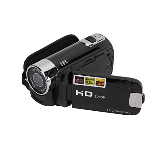 Shanrya Digitale Video Camcorder, Digitale Camcorders 16MP Handheld 16X Zoom 2.7inch Kleurenscherm voor Geschenken(zwart)