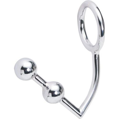 LAHTI Anale plug met cockring met 2 kogels Metalen stalen haak Buttplug voor volwassen seks Gmae-seksspeeltjes (ring van 50 mm)