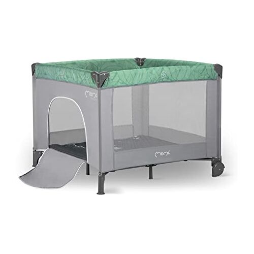 MOMI Box Mamu   100 x 100 x 78 cm   voor kinderen tot 15 kg   2 wielen om te verplaatsen   luchtig net   transporttas   jade