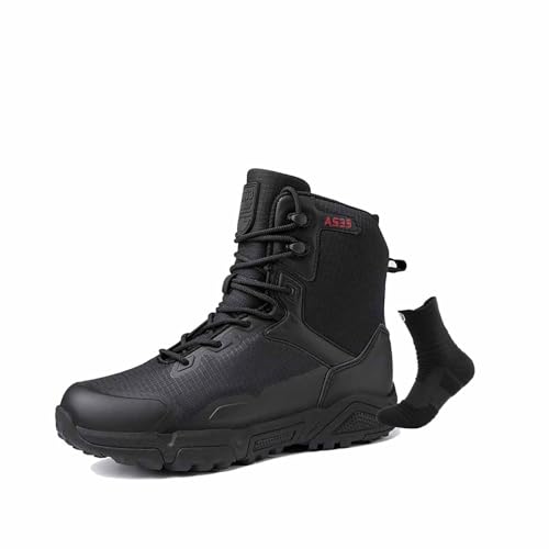 CLSQLXYJZC Lichtgewicht gevechtslaarzen, tactische militaire gevechtslaarzen voor heren met sportsokken Wandelwerk-gevechtslaarzen voor heren Woestijngevechtslaarzen (Color : Black, Size : 42 EU)