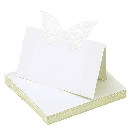 Byou Tafelkaarten, plaatskaarten 50 stuks parelwit blanco naamkaarten voor bruiloften, verjaardagen, doop, familiefeesten, trouwfeesten, vergaderingen, presentaties 10 x 10 cm