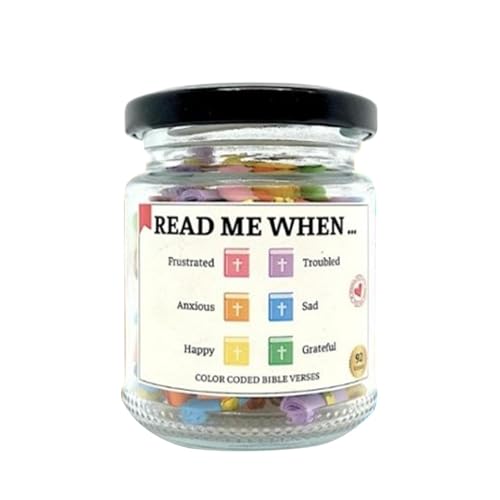 Shitafe Inspirerende Bijbelverzen Jar Glazen Bijbelpot, Kleurgecodeerde Bijbelverzen Jar, Schrift Gebed Jar, Dankbaarheid Jar, Bijbelvers Kaarten