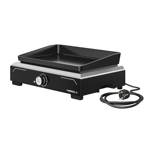 CAMPINGAZ Plancha Electric 1 XD Elektrische gtill voor binnen en buiten, plancha-teppanyaki-grillplaat, draagbare balkongrill, antiaanbaklaag, gietijzer, vermogen 2500 W, 52 x 39 x 19 cm