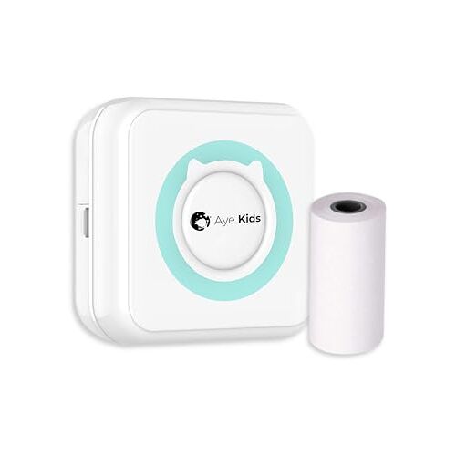 ayeway PocketPrinter Fotoprinter Fotoprinter voor smartphone Inktloos (AyeKids Fotoprinter Incl. 6 Rollen Kleurpapier Bluetooth Draadloos Mini Printer Pocket Printer Blauw)