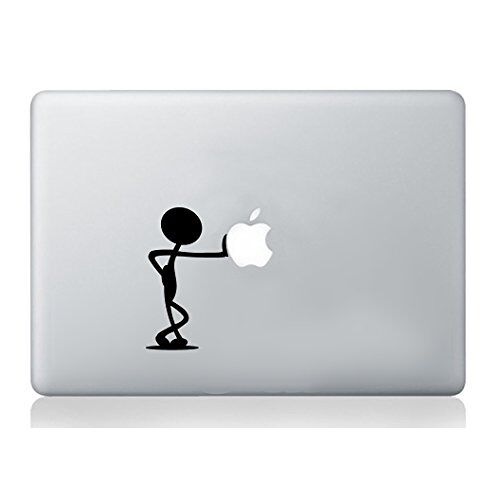 wall4stickers Man pushing Apple stickers macbook laptop decal art graphic vinyl funny mural