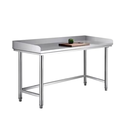 TRGCJGH Commerciële keuken voedselvoorbereiding werktafel, roestvrijstalen tafel voor voorbereiding en werk, commerciële werktafels en werkstations met achterwand (120 x 50 cm/47,2 x 19,6 cm)