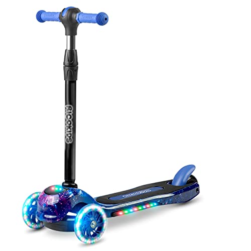 Ricokids Piko driewieler kinderscooter met ledverlichting, balancerend opvouwbaar, blauw-zwart