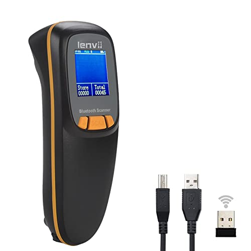 LENVII R777 Barcodescanner draadloos, Qr-codescanner 1D / 2D-barcodescanner, mobiele handscanner Bluetooth-barcodelezer, barcodescanner voor Windows/Mac/Android/iOS (Zwart)