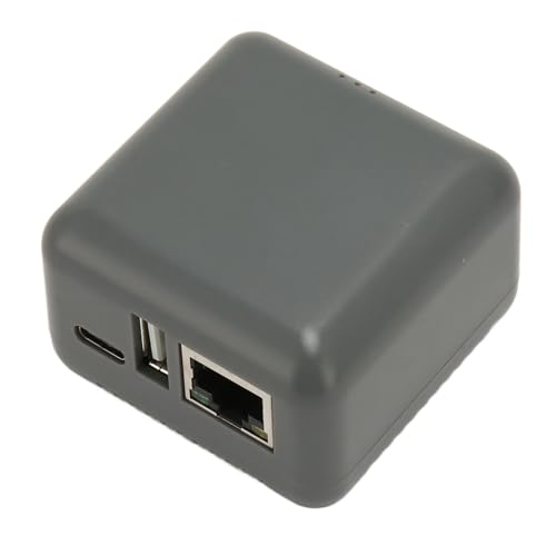 ciciglow Netwerk USB-printerserver, Delen met Meerdere Gebruikers, Afdrukken op Afstand, Tot 256 GB, Eenvoudig en Compact met RJ45, voor, (EU-stekker)