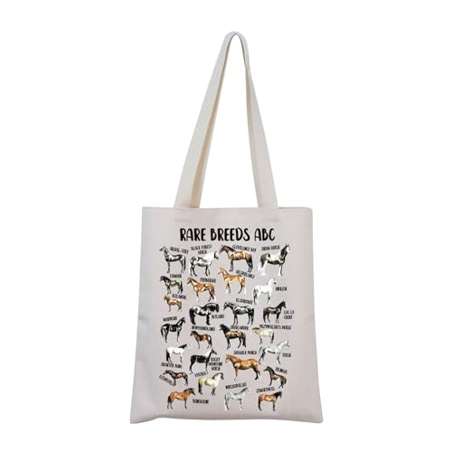 Generic Paard Gift Paard Draagtas Paardenliefhebber Gift Zeldzame Paardenrassen ABC Paardensport Gift, R-are Ras Tote