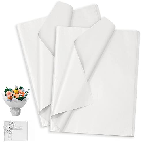 SHINWHEN 60 vellen cadeaupapier, zijdepapier wit, 50 x 35 cm wit verpakkingspapier voor verpakkingen en decoratie, cadeaupapier voor verjaardag, babyshower, bruiloft, vulpen