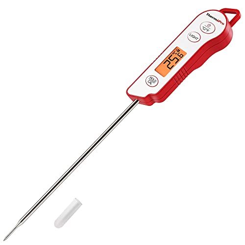ThermoPro TP15 Digitale braadthermometer, professionele keukenthermometer, vleesthermometer, grillthermometer met lange sensor, IP65 spatwaterdicht, afwasbaar
