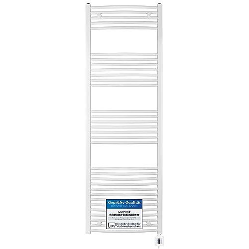 anapont Elektrische badkamerradiator gebogen wit timerfunctie handdoekradiator badkamerverwarming elektrische badkamerradiator Made in Germany