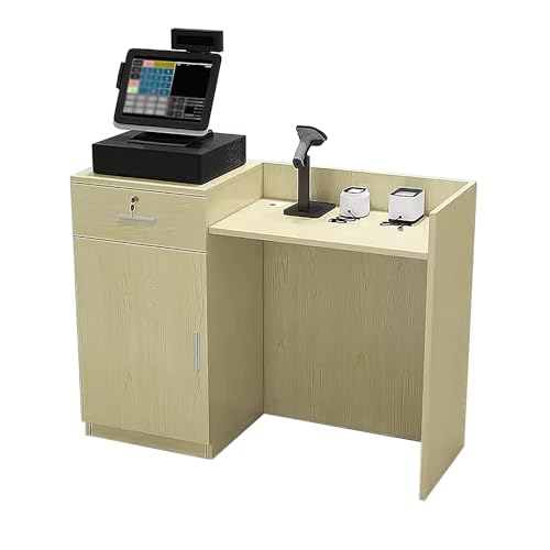 ZXDRYBHD Moderne Receptiebalie, Receptioniste met Afsluitbare Lade, Receptiebalie, Winkelbalie, voor Kantoor, Kassa (Color : Yellow, Size : Small)