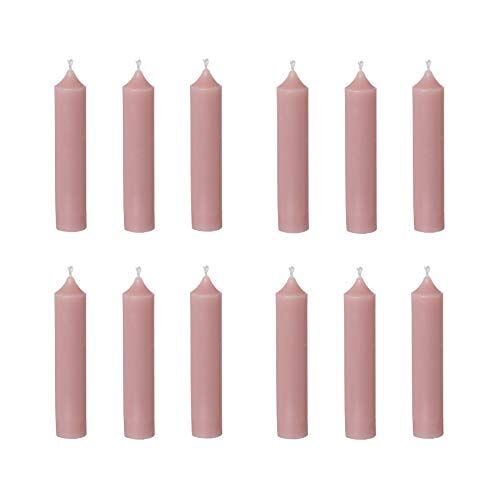 IB Laursen 12 x staafkaarsen in roze malva 11 cm kaarsen van paraffine kandelaars puntige kaarsen voor kaarsenstandaarden waskaarsen