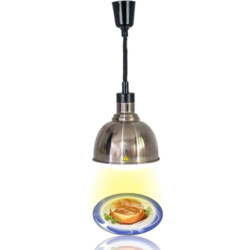 LNNLOO Intrekbare Voedselverwarmingslamp (60-180 Cm), Buffetvoedselverwarmerlamp, Hangend + Dia: 25 Cm, Verwarmingsbereik 40 Cm, Voor Buffeteetkamer/keuken/feest,1pcs,C