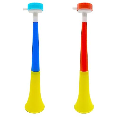 Niuhong 2 Pcs Vuvuzela Tröte Voetbal Fanfare Speel Cheerleading Trompet Plastic Trompetten Zeer Luid Tröte Krachmacher Horn Fan Kijkers Voetbalwedstrijd Stadion Sport Vieringen Fan Merchandise Trompet