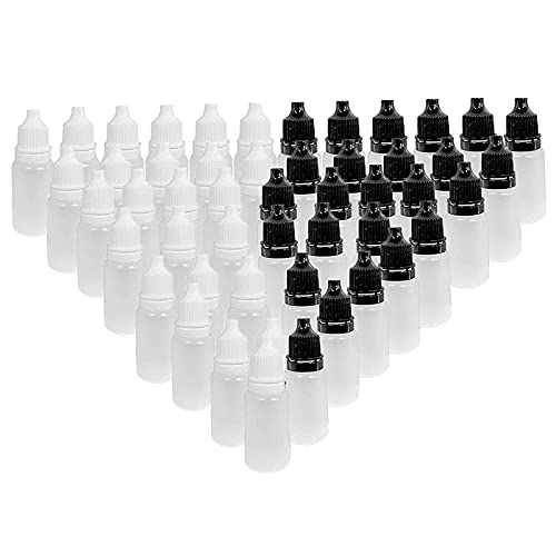 Lushly 50 Stuks Lege Fles Oogdruppels, 10 ml Druppelflesje, Knijpbare Plastic Druppelflesjes, Plastic Lege Dropper Flessen, Witte Druppelflesje, Draagbare Druppelfles voor Oogdruppels Oordruppels