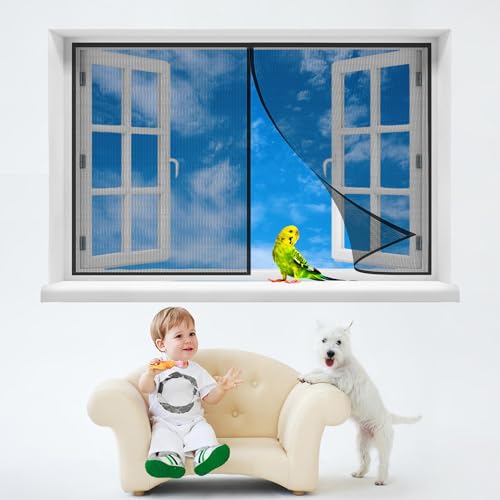 TTMLED Hangende Windows,105x75cmWindows Stil, Past op alle Windows, zoals schuifWindows, Franse Windows, Eenvoudig te installeren zonder boren，zwart