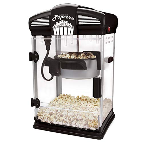 West Bend Stir Crazy Movie Theater Popcorn Popper, Gourmet Popcorn Maker Machine met Nonstick Popcorn Waterkoker, Meetgereedschap en Popcorn Scoop voor Popcorn Machine, 4 Qt., Zwart