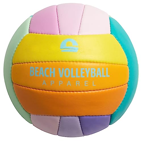 Beach Volleyball Apparel Officiële beachvolleybal met zacht oppervlak, handgenaaid, robuust en waterdicht, volleybal, perfect voor outdoor, zandsport, strandsport (regenboog)