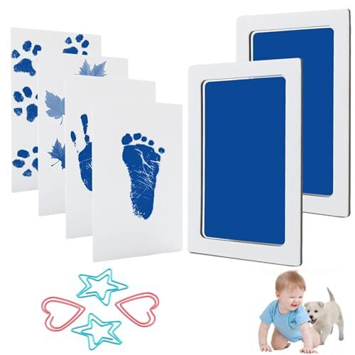 URWEIGH Neusafdruk Stempelkussen Voor Honden, Touch-inktkussen Voor Babyhandafdrukken En Voetafdrukken, Babyhand- En Voetafdrukkit Inktloos Inktkussen Voor Babyvoetafdrukkit (Blauw)