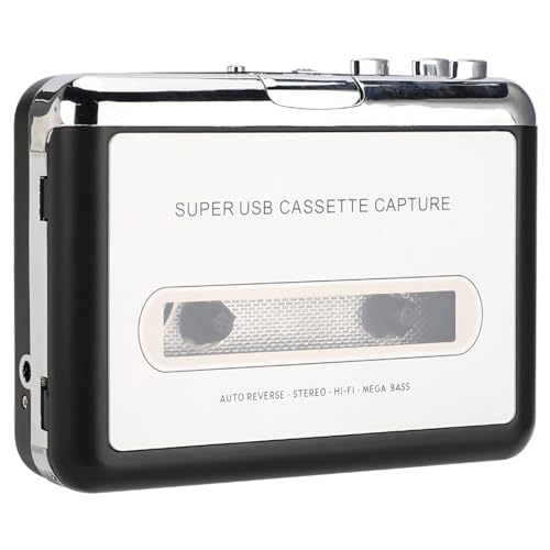 LCCEERD Draagbare cassettespeler, USB-stereo-speler, cassettespeler, converteert cassettes in MP3 en cd's, aansluiting en gebruik van audiocassettespelers voor Win 7 8 10 2000 XP Vista