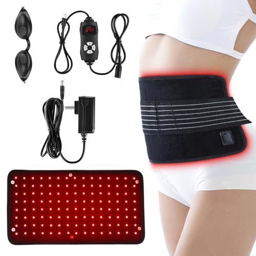 OUGPIU Rode lichtlamp, infraroodlamp, riem, apparaat, 660 nm en 880 nm, rood licht voor lichaam, timer, instelbare temperatuur, rood lichtlamp, flexibel draagbaar wikkelkussen voor rug, schouders, armen,