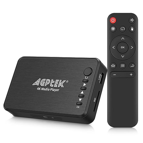 AGPTEK HDMI Multimediaspeler,  1080P Digitale Mediaspeler Lezen USB-drive/SD-kaart met HD HDMI/AV/VGA-uitgang voor RMVB/MKV/JPEG enz. Met afstandsbediening